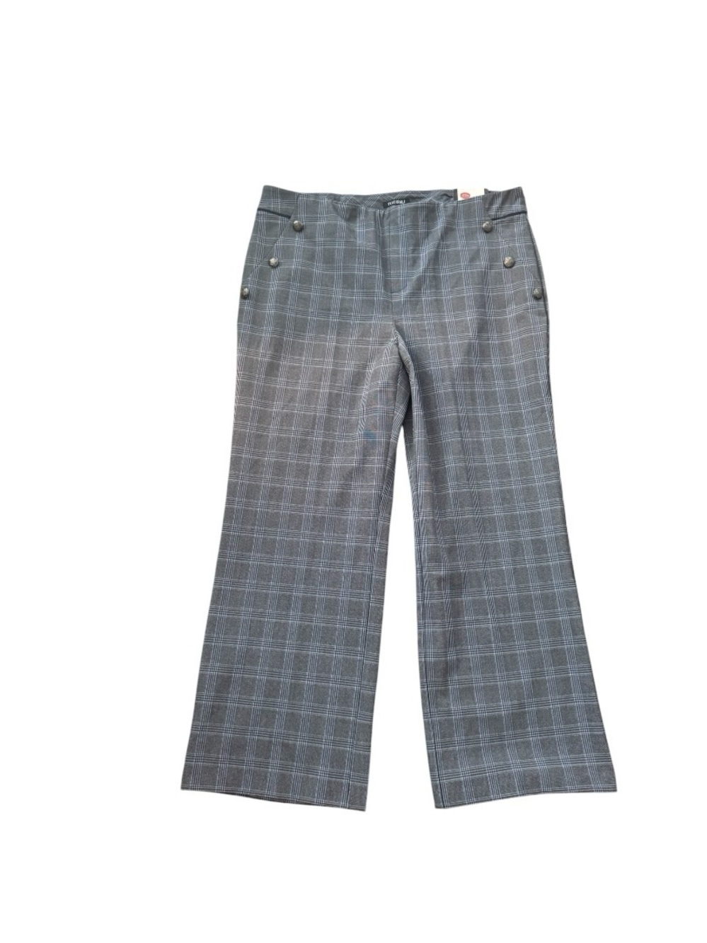 Dressbarn Gray Plaid Trousers with Blue Windowpane